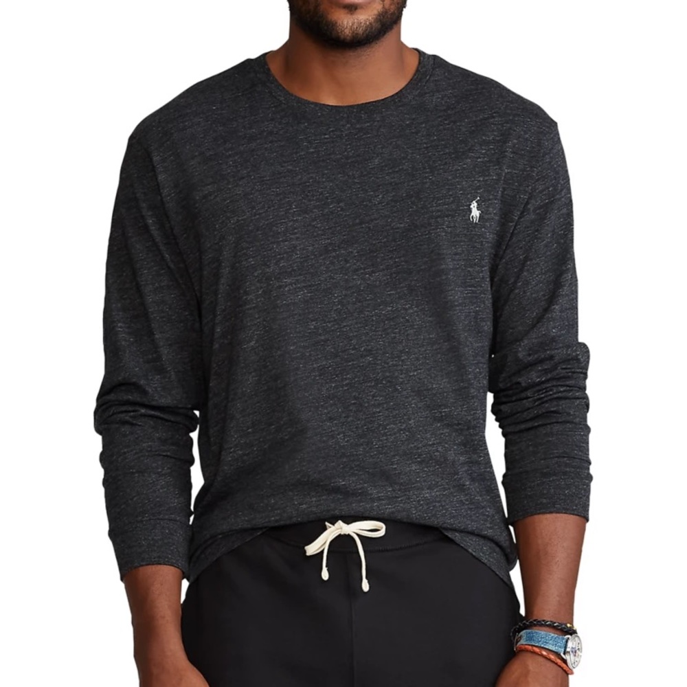 Polo Charcoal Classic Crew Neck Long Sleeve shirt. Men's Small.